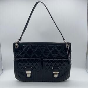 Coach Black Leather Quilted Poppy Shoulder Bag
